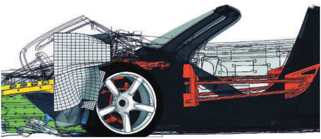 Calculation of the accident simulation from the front -40% overlap corresponding to the experimental test